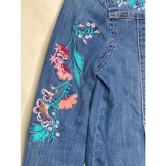 Women’s P.S. by Aéropostale, Embroidered Jean Jacket, 14 Blue - Picture 5 of 16